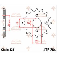 JTF264.17 FRONT REPLACEMENT SPROCKET 17 TEETH 428 PITCH NATURAL STEEL
