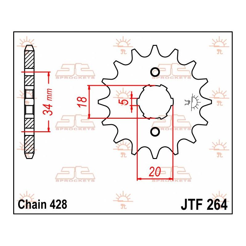JTF264.17 FRONT REPLACEMENT SPROCKET 17 TEETH 428 PITCH NATURAL STEEL
