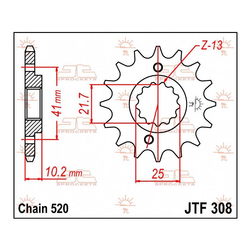 JTF308.14 FRONT REPLACEMENT SPROCKET 14 TEETH 520 PITCH NATURAL STEEL
