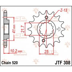 JTF308.15 FRONT REPLACEMENT SPROCKET 15 TEETH 520 PITCH NATURAL STEEL