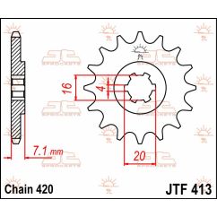 JTF413.12 FRONT REPLACEMENT SPROCKET 12 TEETH 420 PITCH NATURAL STEEL