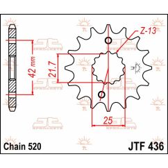 JTF436.13 FRONT REPLACEMENT SPROCKET 13 TEETH 520 PITCH NATURAL STEEL