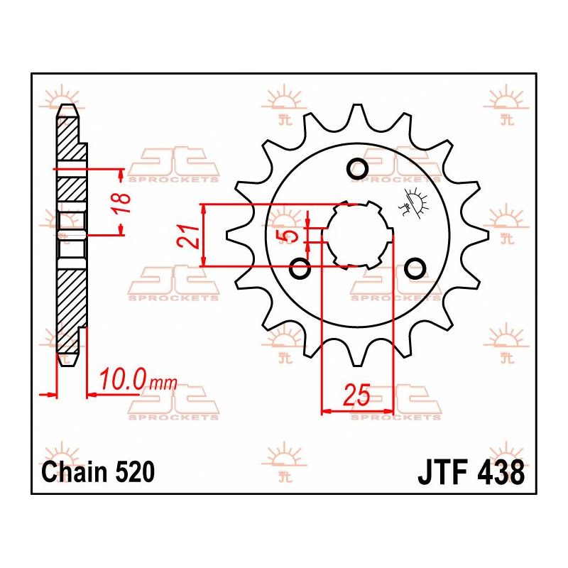 JTF438.15 FRONT REPLACEMENT SPROCKET 15 TEETH 520 PITCH NATURAL STEEL