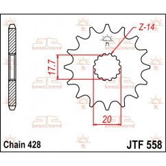 JTF558.17 FRONT REPLACEMENT SPROCKET 17 TEETH 428 PITCH NATURAL STEEL