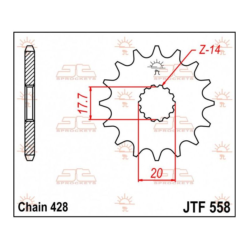 JTF558.17 FRONT REPLACEMENT SPROCKET 17 TEETH 428 PITCH NATURAL STEEL