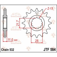 JTF584.15 FRONT REPLACEMENT SPROCKET 15 TEETH 532 PITCH NATURAL STEEL
