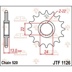 JTF1126.16 FRONT REPLACEMENT SPROCKET 16 TEETH 520 PITCH NATURAL CHROMOLY STEEL ALLOY