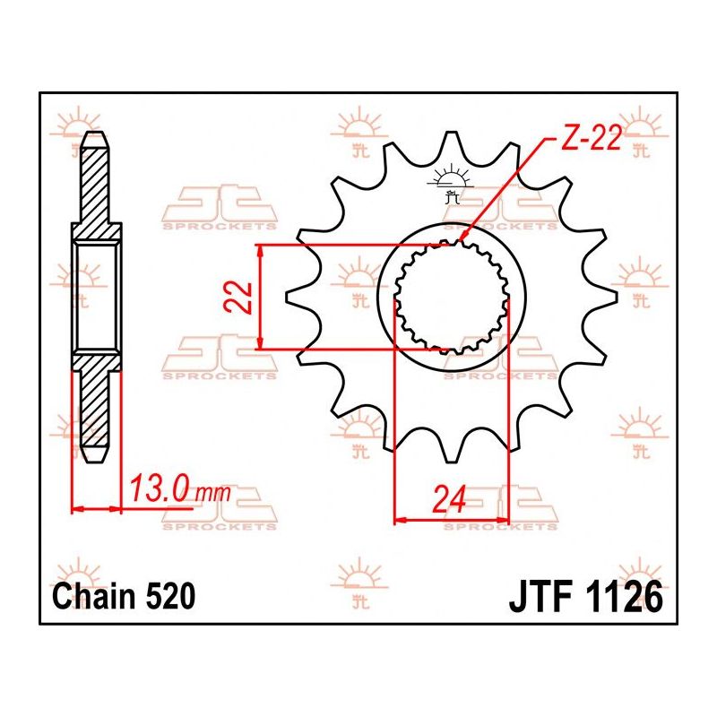 JTF1126.16 FRONT REPLACEMENT SPROCKET 16 TEETH 520 PITCH NATURAL CHROMOLY STEEL ALLOY