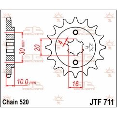 JTF711.12 FRONT REPLACEMENT SPROCKET 12 TEETH 520 PITCH NATURAL CHROMOLY STEEL ALLOY
