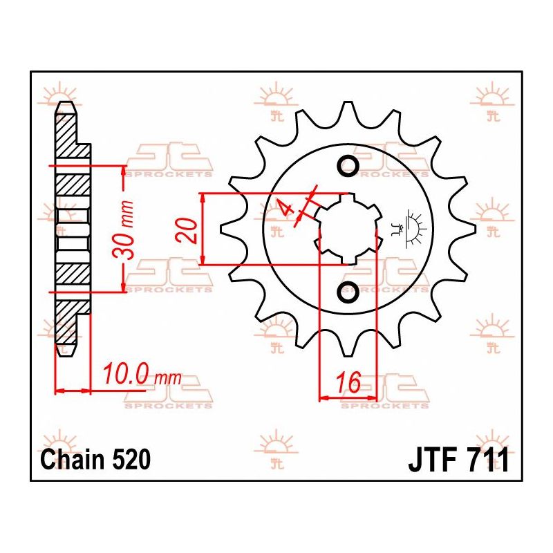 JTF711.12 FRONT REPLACEMENT SPROCKET 12 TEETH 520 PITCH NATURAL CHROMOLY STEEL ALLOY