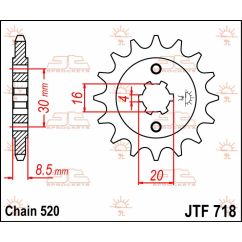 JTF718.12 FRONT REPLACEMENT SPROCKET 12 TEETH 520 PITCH NATURAL CHROMOLY STEEL ALLOY