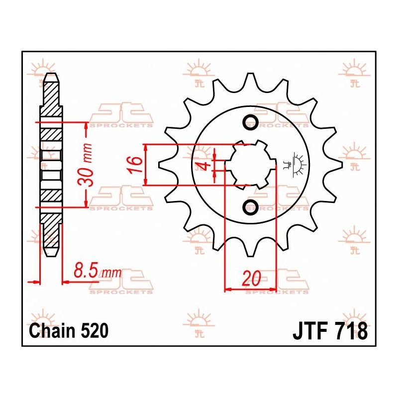 JTF718.12 FRONT REPLACEMENT SPROCKET 12 TEETH 520 PITCH NATURAL CHROMOLY STEEL ALLOY