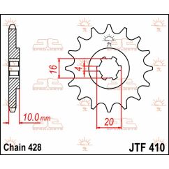 JTF410.13 FRONT REPLACEMENT SPROCKET 13 TEETH 428 PITCH NATURAL CHROMOLY STEEL ALLOY