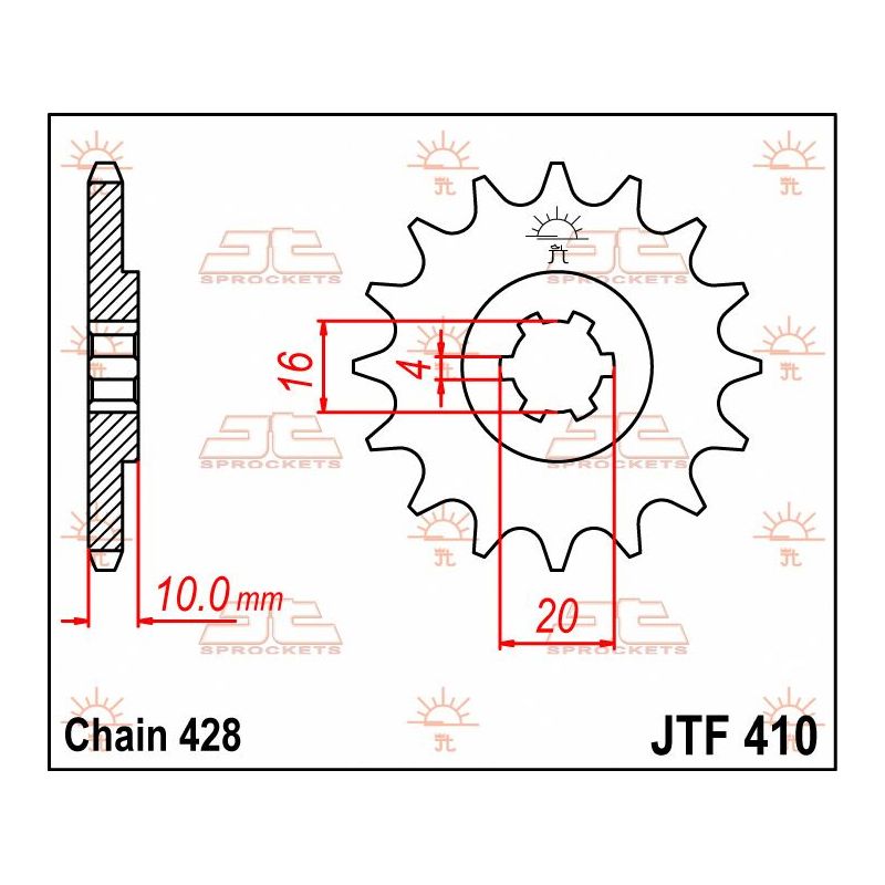 JTF410.13 FRONT REPLACEMENT SPROCKET 13 TEETH 428 PITCH NATURAL CHROMOLY STEEL ALLOY