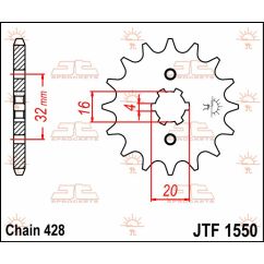 JTF1550.14 FRONT REPLACEMENT SPROCKET 14 TEETH 428 PITCH NATURAL CHROMOLY STEEL ALLOY