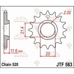 JTF583.14 FRONT REPLACEMENT SPROCKET 14 TEETH 520 PITCH NATURAL CHROMOLY STEEL ALLOY