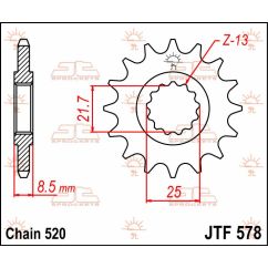 JTF578.15 FRONT REPLACEMENT SPROCKET 15 TEETH 520 PITCH NATURAL CHROMOLY STEEL ALLOY