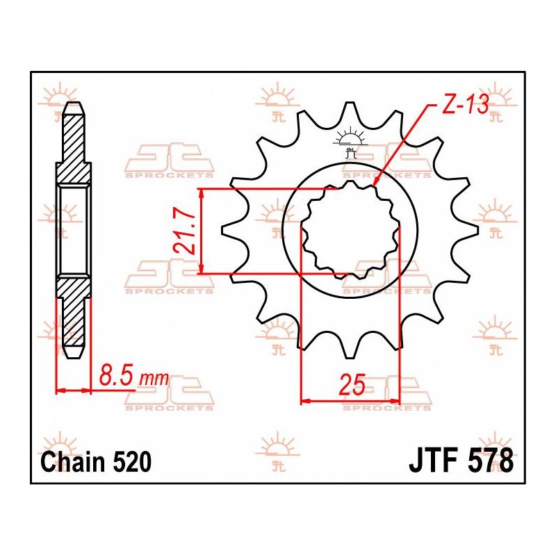 JTF578.15 FRONT REPLACEMENT SPROCKET 15 TEETH 520 PITCH NATURAL CHROMOLY STEEL ALLOY