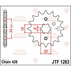 JTF1263.17 FRONT REPLACEMENT SPROCKET 17 TEETH 428 PITCH NATURAL CHROMOLY STEEL ALLOY