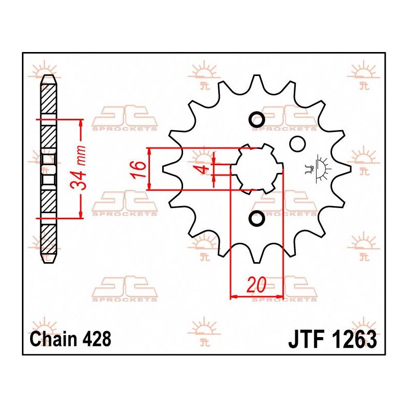 JTF1263.17 FRONT REPLACEMENT SPROCKET 17 TEETH 428 PITCH NATURAL CHROMOLY STEEL ALLOY