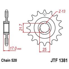 JTF1381.15 FRONT REPLACEMENT SPROCKET 15 TEETH 520 PITCH NATURAL CHROMOLY STEEL ALLOY