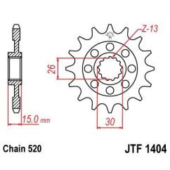JTF1404.17 FRONT REPLACEMENT SPROCKET 17 TEETH 520 PITCH NATURAL CHROMOLY STEEL ALLOY