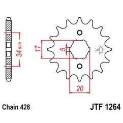 JTF1264.14 FRONT REPLACEMENT SPROCKET 14 TEETH 428 PITCH NATURAL SCM420 CHROMOLY STEEL ALLOY