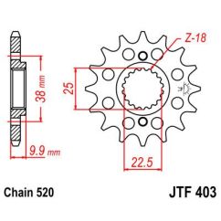 JTF403.14 FRONT REPLACEMENT SPROCKET 14 TEETH 520 PITCH NATURAL SCM420 CHROMOLY STEEL ALLOY