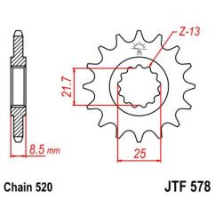JTF578.17 FRONT REPLACEMENT SPROCKET 17 TEETH 520 PITCH NATURAL SCM420 CHROMOLY STEEL ALLOY
