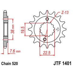JTF1401.16 FRONT REPLACEMENT SPROCKET 16 TEETH 520 PITCH NATURAL SCM420 CHROMOLY STEEL ALLOY