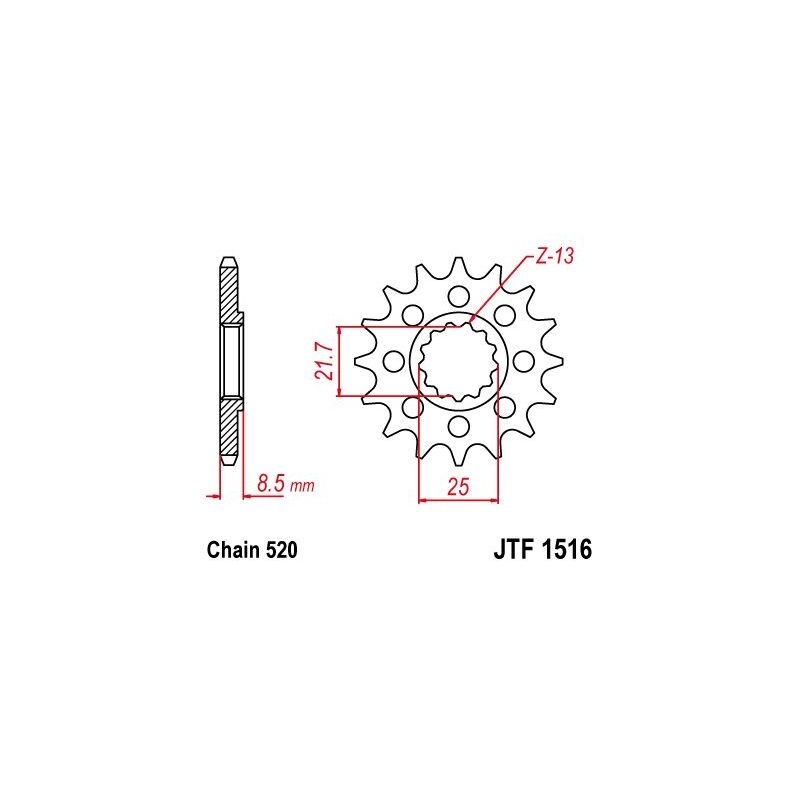 JTF1516.17 FRONT REPLACEMENT SPROCKET 17 TEETH 520 PITCH NATURAL SCM420 CHROMOLY STEEL ALLOY