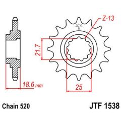 JTF1538.13 FRONT REPLACEMENT SPROCKET 13 TEETH 520 PITCH NATURAL SCM420 CHROMOLY STEEL ALLOY