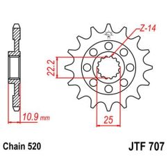 JTF707.16 FRONT REPLACEMENT SPROCKET 16 TEETH 520 PITCH NATURAL SCM420 CHROMOLY STEEL ALLOY