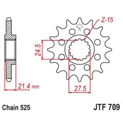 JTF709.16 FRONT REPLACEMENT SPROCKET 16 TEETH 525 PITCH NATURAL CHROMOLY STEEL