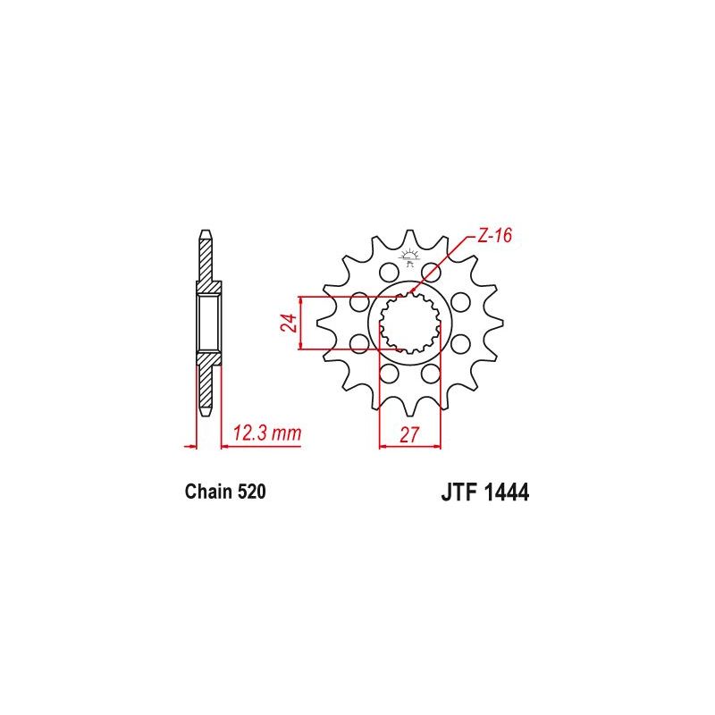 JTF1444.17 FRONT REPLACEMENT SPROCKET 17 TEETH 520 PITCH NATURAL CHROMOLY STEEL