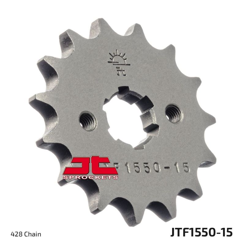 JTF1550.15 FRONT REPLACEMENT SPROCKET 15 TEETH 428 PITCH NATURAL CHROMOLY STEEL