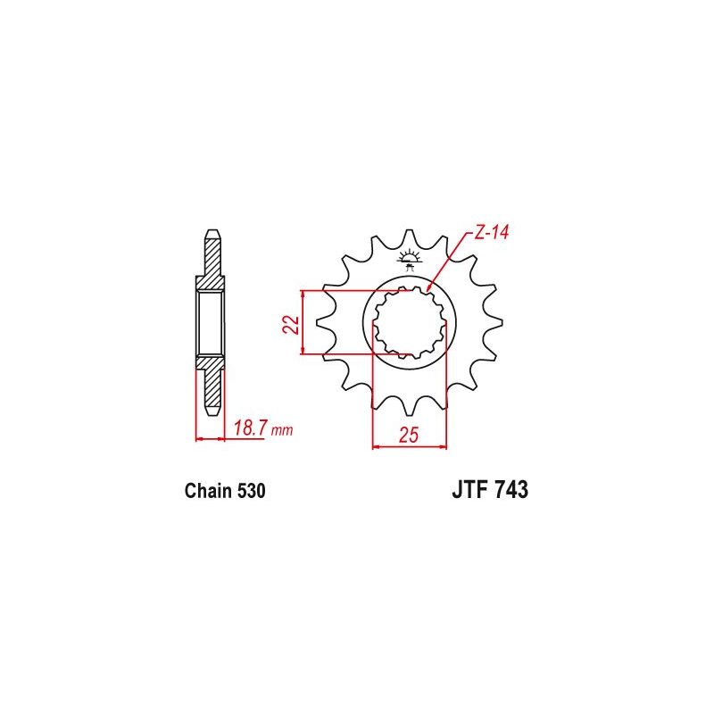 JTF743.15 FRONT REPLACEMENT SPROCKET 15 TEETH 530 PITCH NATURAL CHROMOLY STEEL