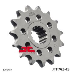 JTF743.15 FRONT REPLACEMENT SPROCKET 15 TEETH 530 PITCH NATURAL CHROMOLY STEEL