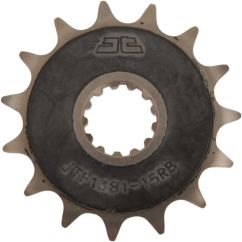JTF1381.15RB FRONT RUBBER CUSHIONED SPROCKET 15 TEETH 520 PITCH NATURAL SCM420 CHROMOLY STEEL ALLOY