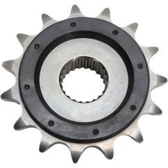 JTF577.15RB FRONT RUBBER CUSHIONED SPROCKET 15 TEETH 520 PITCH NATURAL SCM420 CHROMOLY STEEL ALLOY