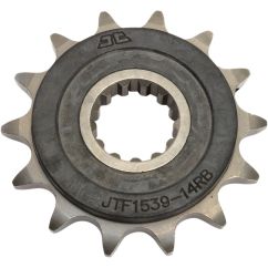 JTF1539.14RB FRONT RUBBER CUSHIONED SPROCKET 14 TEETH 520 PITCH NATURAL SCM420 CHROMOLY STEEL ALLOY