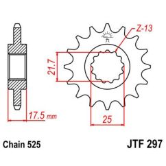 JTF297.15RB FRONT RUBBER CUSHIONED SPROCKET 15 TEETH 525 PITCH NATURAL SCM420 CHROMOLY STEEL ALLOY