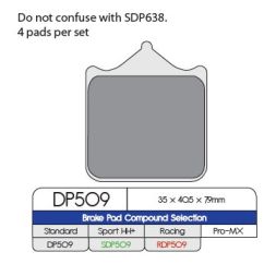 BRAKE PAD DP SINTERED REPLACEMENT STREET TOURING OFF-ROAD/ATV - 17212554