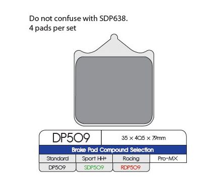 BRAKE PAD DP SINTERED REPLACEMENT STREET TOURING OFF-ROAD/ATV - 17212554