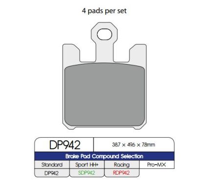 BRAKE PAD DP SINTERED REPLACEMENT STREET TOURING OFF-ROAD/ATV - 17212561