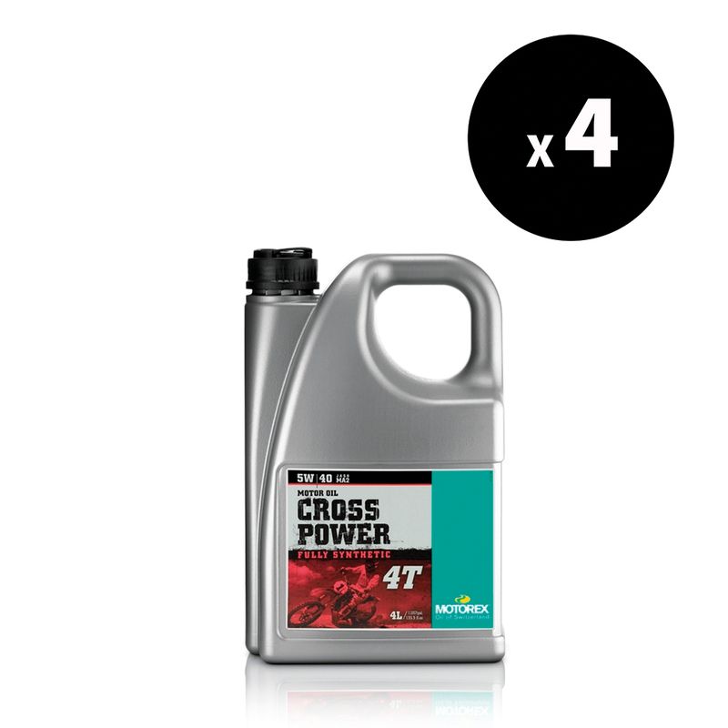 Huile moteur MOTOREX Cross Power 4T - 5W40 JASO MA2 - 4L (x4) Huile moteur MOTOREX Cross Power 4T - 5W40 JASO MA2 - 4L (x4)