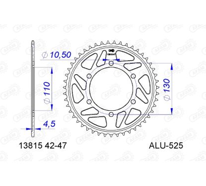 Kit chaîne AFAM 525 XHR4 - 17/45-116 - Couronne alu standard