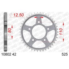 Kit chaîne AFAM 525 XHR4 - 16/42-124 - Couronne acier standard