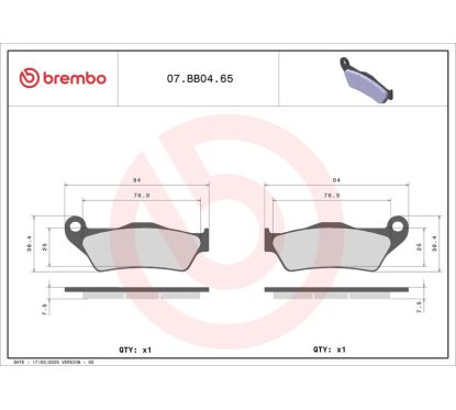 Plaquettes de frein BREMBO métal fritté - 07BB0465