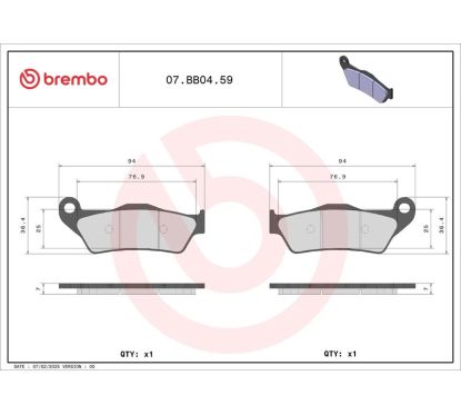 Plaquettes de frein BREMBO métal fritté - 07BB0459
